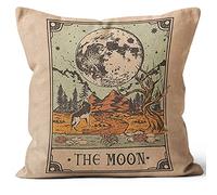M-Qizi Tarot Card Pillow Covers - Witch Room Decor, 18 X 18 Pillow Cover Witchy, Witchy Gifts for Women, Witchy Decor Aesthetic, Tarot Decor, Whimsigoth Home Decor(Moon)
