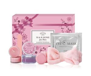 M&R Home Pamper Gifts for Women - 7 Piece Beauty Gift Set - Relaxation Self Care Package with Lavender & Camomile - Perfect Birthday & Mother's Day Gift Hamper for Her