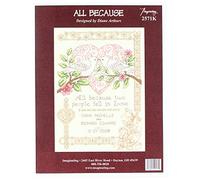 M & R Technologies All Because Wedding Record Cross Stitch Kit 7.25 X 10-inch 14 Count, Acrylic, Multicolour, 0.63x22.86x30.48 cm