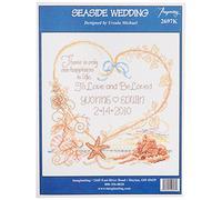 M & R Technologies Seaside Wedding Record Cross Stitch Kit 7.5 X 8-inch 14 Count, Acrylic, Multicolour, 0.63x21.59x27.94 cm