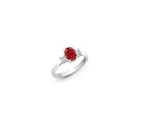 (M) Real Ruby and Diamond Ring 18ct White Gold Three Stone Trilogy 1.24 Carat Weight