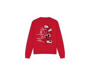 (M, Red) Disney Unisex Adult Mickey Mouse Geometric Shapes Sweatshirt