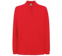 (M, Red) Fruit Of The Loom Mens Premium Long Sleeve Polo Shirt