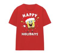 (M, Red) SpongeBob SquarePants Womens/Ladies Happy Holidays Christmas T-Shirt