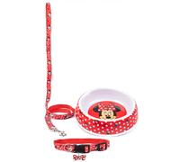 (M, Red/White/Black) Minnie Mouse Dog Collar Set