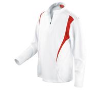 (M, Red/White) Spiro Unisex Adult Trial Zip Neck Training Top