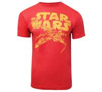 (M, Red/Yellow) Star Wars Mens X-Wing Heather Logo T-Shirt