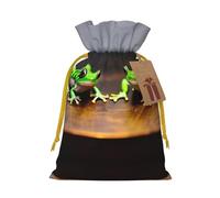 M Reusable Christmas Bag - Cute and funny Funny Frogs Print Drawstring Gift Pouch for Holiday, Birthday, and Wedding Presents