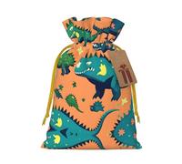 M Reusable Christmas Bag - Dinosaur Print Drawstring Gift Pouch for Holiday, Birthday, and Wedding Presents