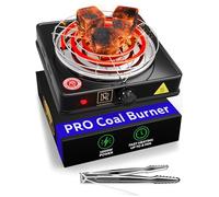 M. ROSENFELD Coal Burner 1000W with grid - Electric Charcoal Burner for Coconut Coal Cubes with grill & FREE Tongs Stove - 304 Stainless Steel