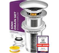 M. ROSENFELD HOME Click Clack Basin Waste Kit without Overflow 1 1/4" Universal Chrome Bathroom Sink Waste Kit Pop Up