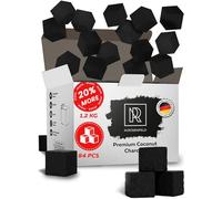M. ROSENFELD Premium Coconut Charcoal Cubes - Coconut Coals XL Pack of 84 Count & 1.25 KG - Premium Quality 26mm - 100% Natural Coco Charcoal Cubes - NOT Quick Light