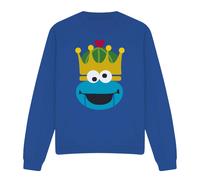 (M, Royal Blue) Sesame Street Unisex Adult Cookie Monster Nutcracker Christmas Sweatshirt