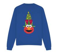 (M, Royal Blue) Sesame Street Unisex Adult Elmo Nutcracker Christmas Sweatshirt