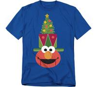 (M, Royal Blue) Sesame Street Unisex Adult Elmo Nutcracker Christmas T-Shirt