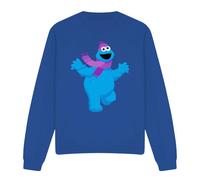(M, Royal Blue) Sesame Street Unisex Adult Furry Friends Forever! Cookie Monster Sweatshirt