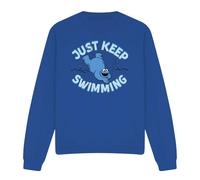 (M, Royal Blue) Sesame Street Unisex Adult Just Keep Jumping Cookie Monster Sweatshirt