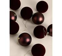 M&S 10 Pack Flocked Oversized Shatterproof Baubles Brown Mix