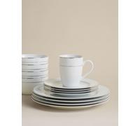 M&S 16 Piece Gilded Rim Dinner Set Silver