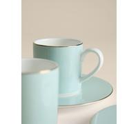 M&S 2 Pack Bone China Espresso Cups & Saucers Mint