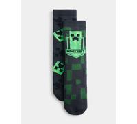 M&S 2 Pack Cotton Rich Minecraft™ Slipper Socks (6 Small - 7 Large) Green Mix