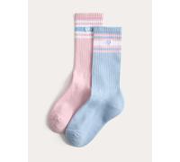 M&S 2 Pack Cotton Rich Sporty Crew Socks Blue Mix