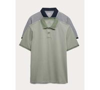 M&S 2 Pack Cotton Rich Tipped Polo Shirts Light Green Mix