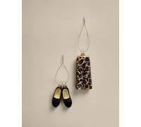 M&S 2 Pack Glass Leopard Print Fashion Baubles Multi