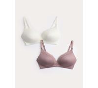 M&S 2 Pack Jasmine Lace Trim Maternity Nursing Bra B-G Brown Mix