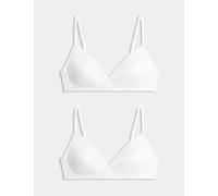 M&S 2 Pack Non Wired First Bras AA-D White/White