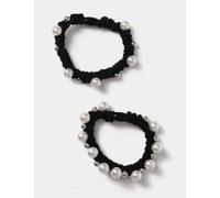 M&S 2 Pack Pearl Mini Scrunchie Set Black