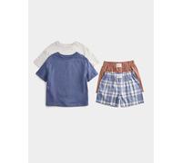 M&S 2 Pack Pure Cotton Boxer Short Pyjama Sets (3-16 Yrs) Grey Mix