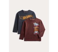 M&S 2 Pack Pure Cotton Hot Wheels™ Long Sleeve Tops (2-8 Yrs) Multi