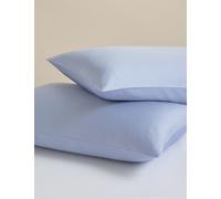 M&S 2 Pack Rest & Renew Pure Cotton Pillowcases Soft Blue