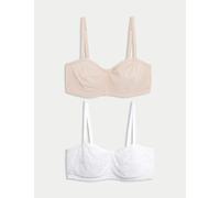M&S 2 Pack Wired Strapless Bra A-E White Mix