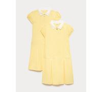 M&S 2 Pack Zip Gingham School Dresses (2-14 Yrs) Yellow