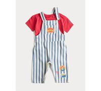 M&S 2 Piece Paddington™ Dungaree and Top Outfit (0-3 Yrs) Blue Mix