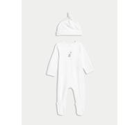 M&S 2pc Cotton Rich Born in 2025 Outfit (0-6 Mths) White Mix