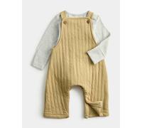 M&S 2pc Cotton Rich Wings Dungaree Outfit (0-12 Mths) Sand