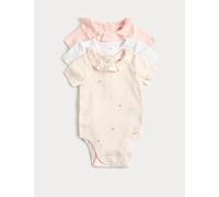M&S 3 Pack Cotton Rich Cupcake Bodysuits (6½lbs-3 Yrs) Pink