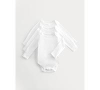 M&S 3 Pack DreamSkin® Long Sleeve Bodysuit (5lbs-3 Yrs) White