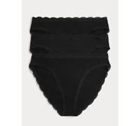 M&S 3pk Cotton Rich High Leg Knickers Black