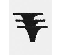 M&S 3pk Cotton Rich Thongs Black