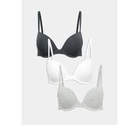 M&S 3pk Cotton Rich Wired Push-Up Bras A-E Dark Pewter