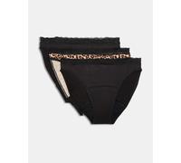 M&S 3pk Heavy Absorbency Period High Leg Knickers Black Mix