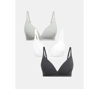 M&S 3pk Non Wired Plunge T-Shirt Bras A-E Dark Pewter