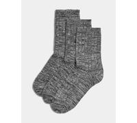 M&S 3pk Thermal Sumptuously Soft™ Ankle High Socks Charcoal Mix