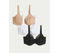 M&S 3pk Wired Full Cup Bras F-H Black Mix