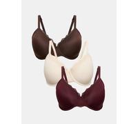 M&S 3pk Wired Full Cup Bras F-H Wine Mix