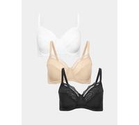 M&S 3pk Wired Full Cup Minimiser Bras C-H Black Mix